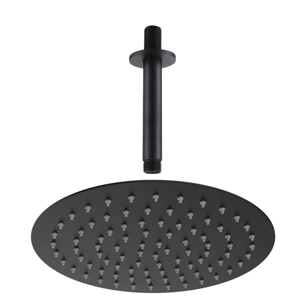 Harbour Clarity Round Shower Head with Ceiling Arm - Matt Black