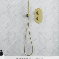 Harbour Clarity Round Shower Handset with Wall Outlet & Hose - Brushed Brass