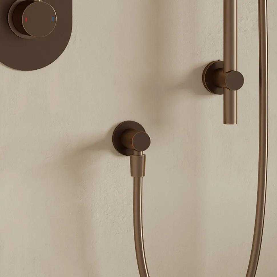 Harbour Clarity Round Wall Outlet & Elbow - Brushed Bronze