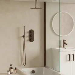 Harbour Clarity Shower Package with 3 Outlet Valve, Fixed Head & Ceiling Arm, Wall Shower Kit and Overflow Bath Filler