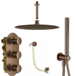 Harbour Clarity Shower Package with 3 Outlet Valve, Fixed Head & Ceiling Arm, Wall Shower Kit and Overflow Bath Filler
