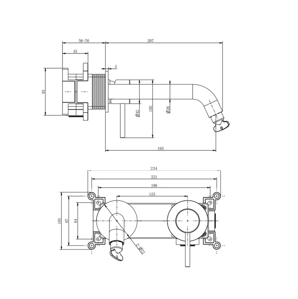 Harbour Clarity Wall Mounted Basin Tap with Easy Plumb Installation Kit