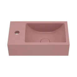 Harbour Concrete 400mm Cloakroom Wall Hung Pink Basin & Frame