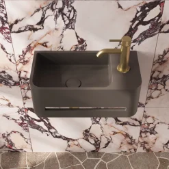 Harbour Concrete 430mm Cloakroom Wall Hung Curved Basin - Anthracite Grey