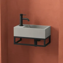 Harbour Concrete 400mm Cloakroom Wall Hung Concrete Grey Basin & Frame
