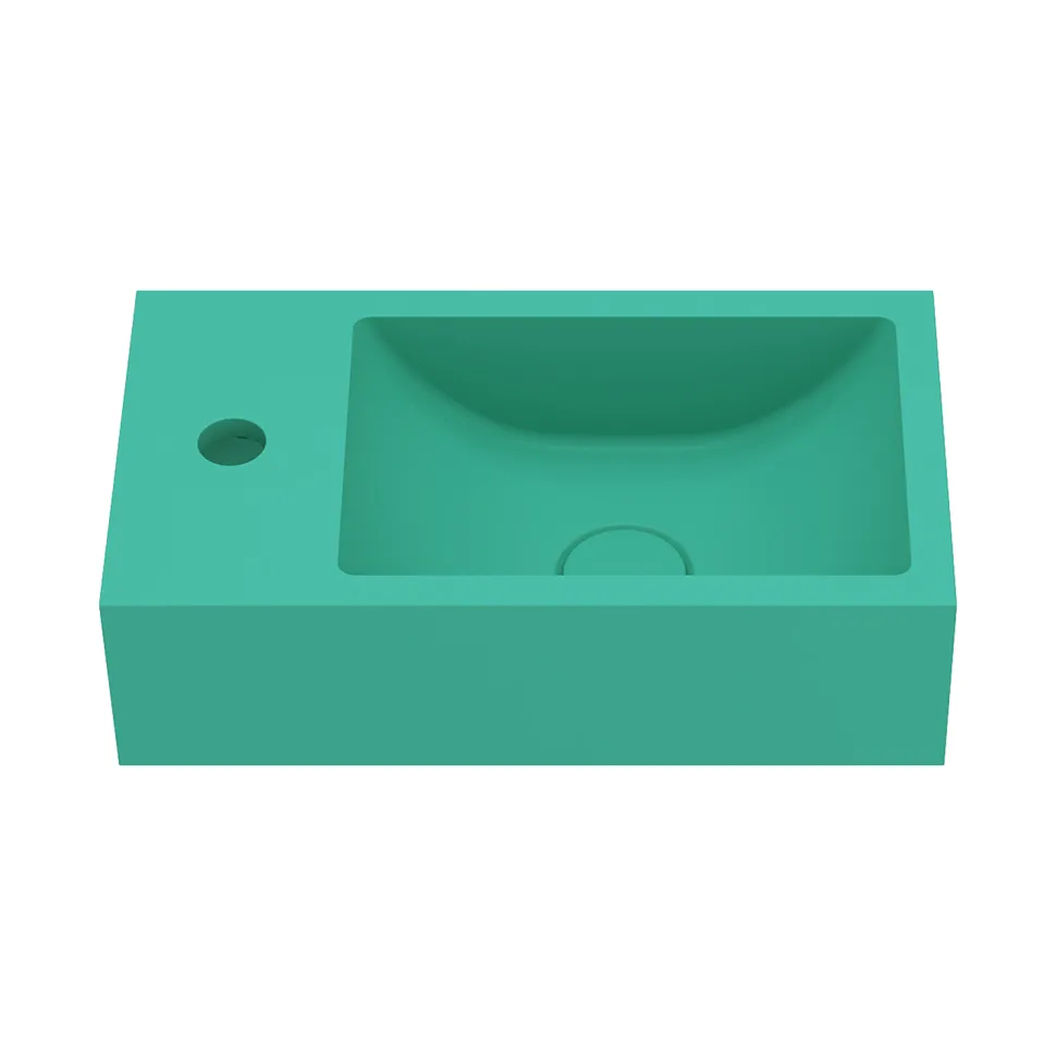 Harbour Concrete 400mm Cloakroom Wall Hung Green Basin & Frame