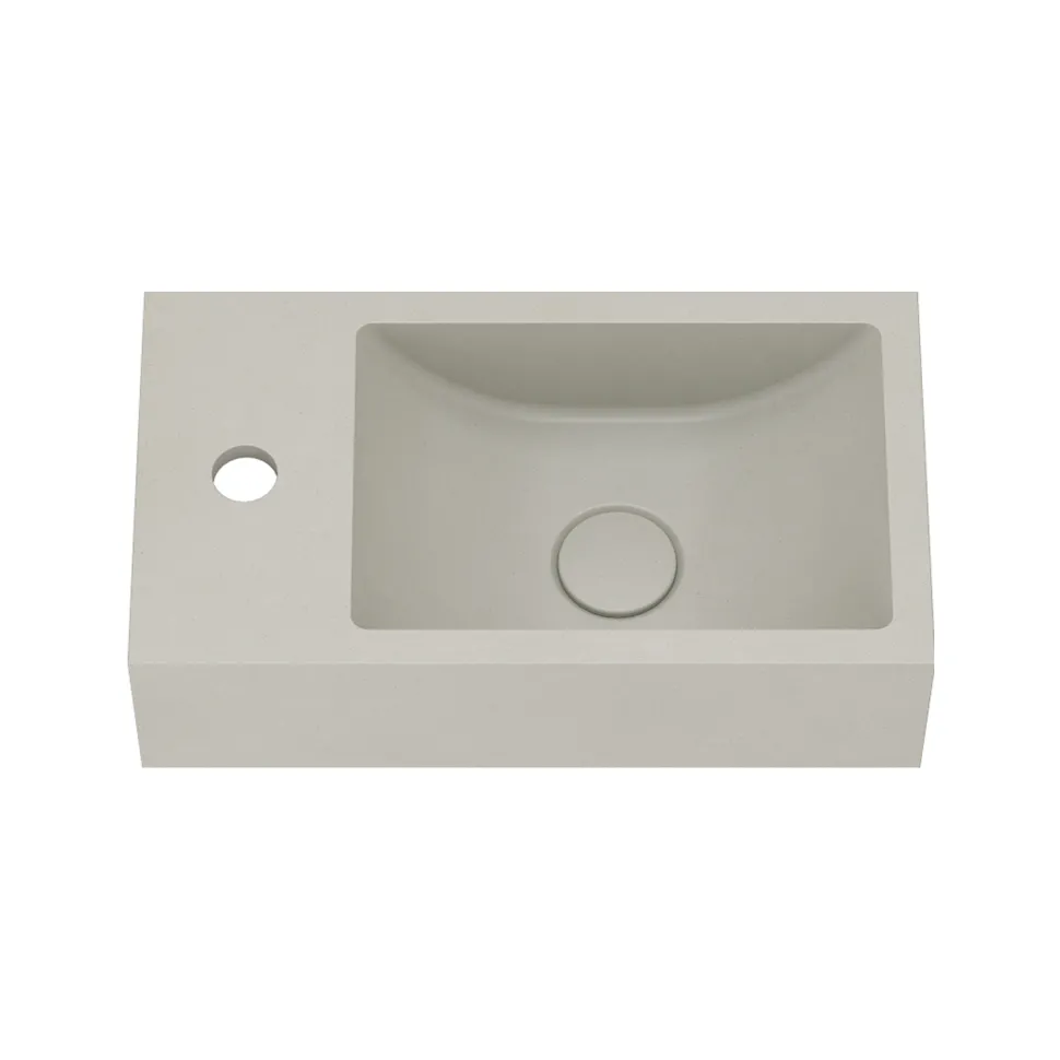 Harbour Concrete 400mm Cloakroom Wall Hung Warm Grey Basin & Frame