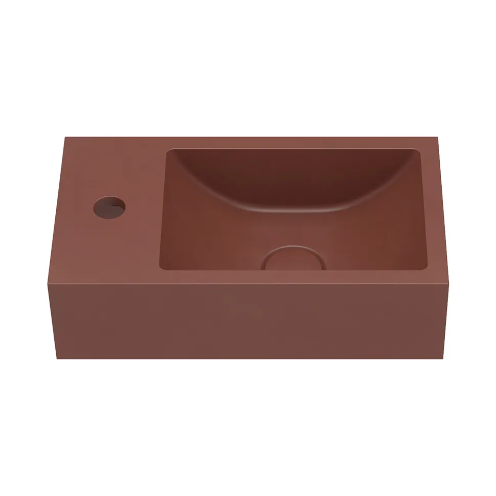 Harbour Concrete 400mm Cloakroom Wall Hung Red Basin & Frame