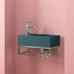Harbour Concrete 400mm Cloakroom Wall Hung Teal Basin & Frame