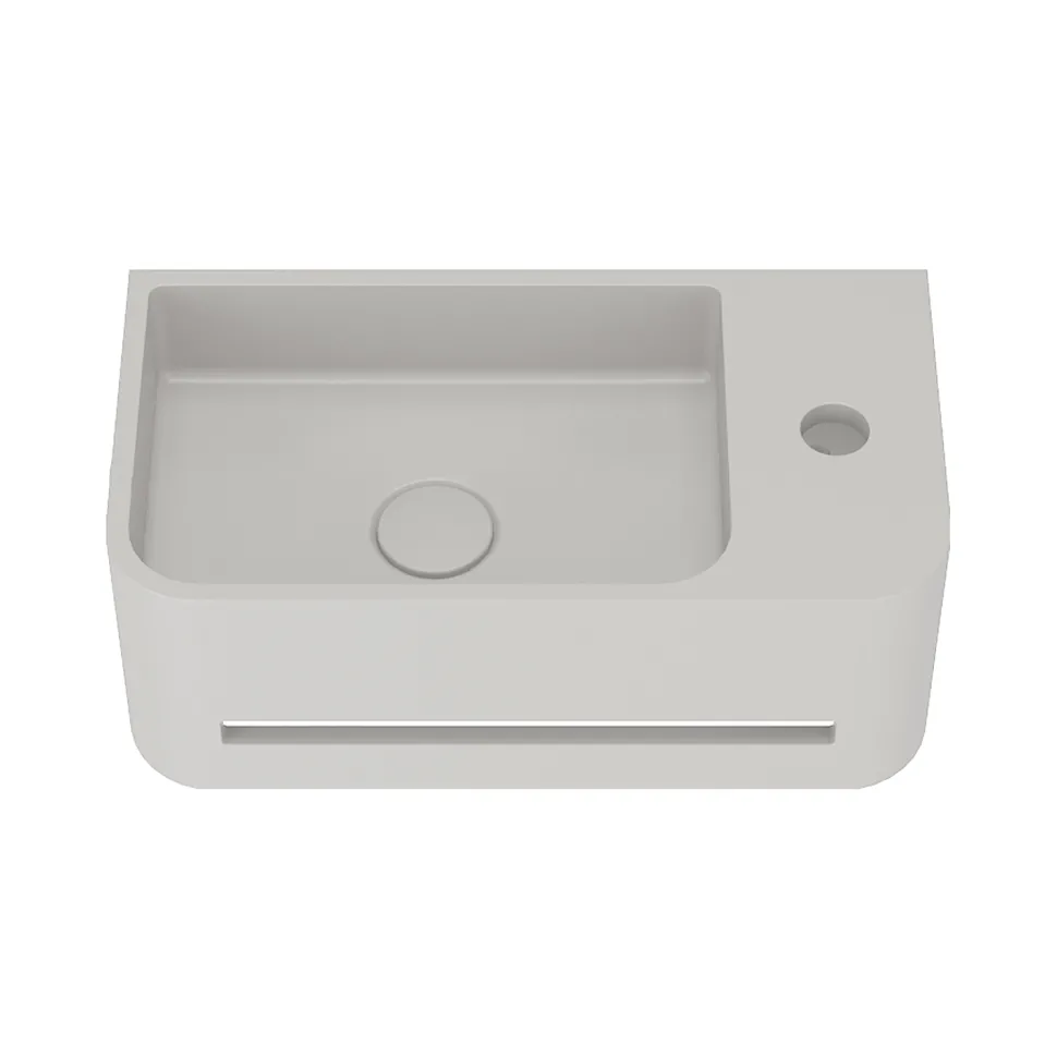 Harbour Concrete 430mm Cloakroom Wall Hung Curved Basin - Concrete Grey