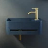 Harbour Concrete 430mm Cloakroom Wall Hung Curved Basin - Navy Blue