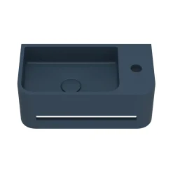 Harbour Concrete 430mm Cloakroom Wall Hung Curved Basin - Navy Blue