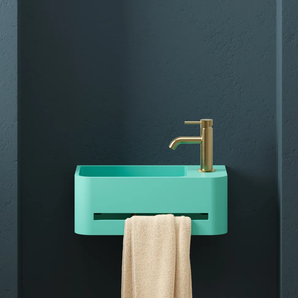 Harbour Concrete 430mm Cloakroom Wall Hung Curved Basin - Seafoam Green
