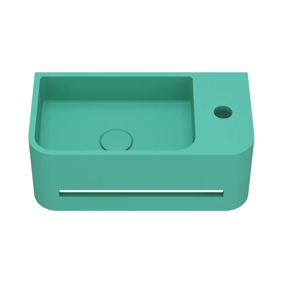 Harbour Concrete 430mm Cloakroom Wall Hung Curved Basin - Seafoam Green