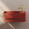 Harbour Concrete 430mm Cloakroom Wall Hung Curved Basin - Brick Red