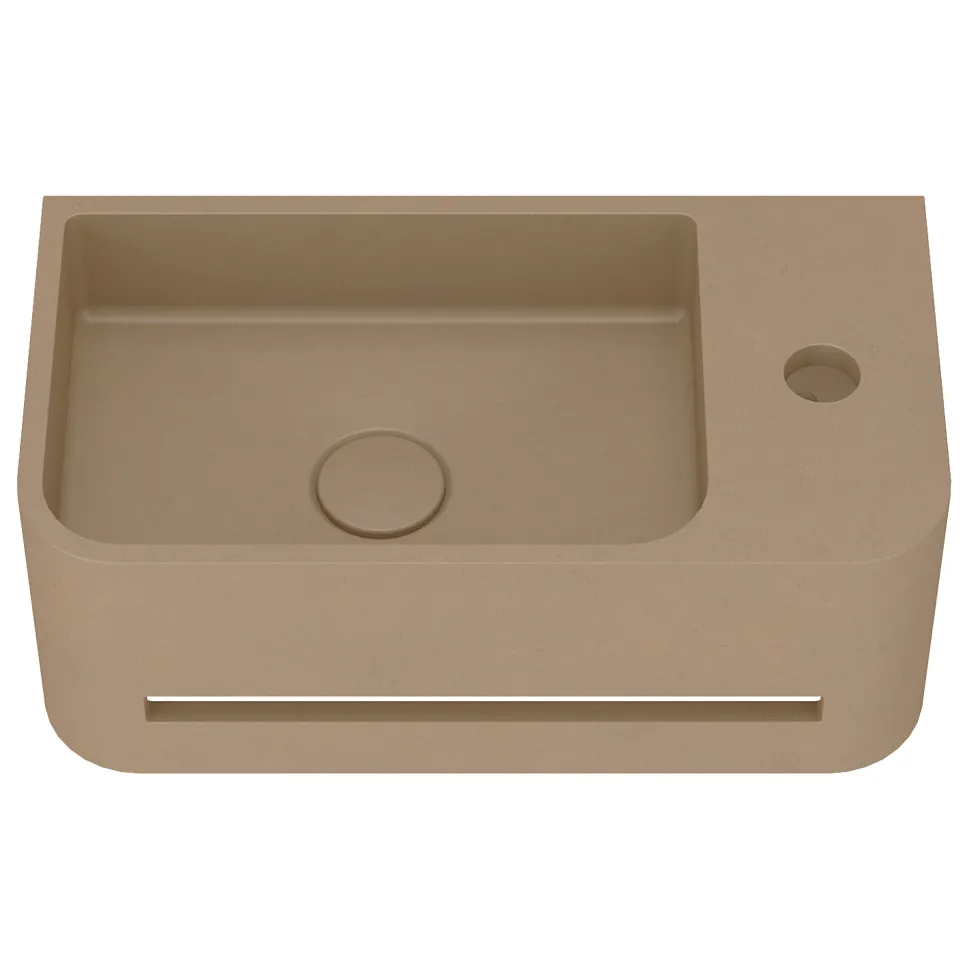 Harbour Concrete 430mm Cloakroom Wall Hung Curved Basin - Warm Clay