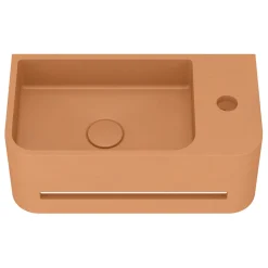 Harbour Concrete 430mm Cloakroom Wall Hung Curved Basin - Terracotta