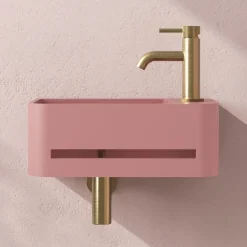 Harbour Concrete 430mm Cloakroom Wall Hung Curved Basin - Dusky Pink