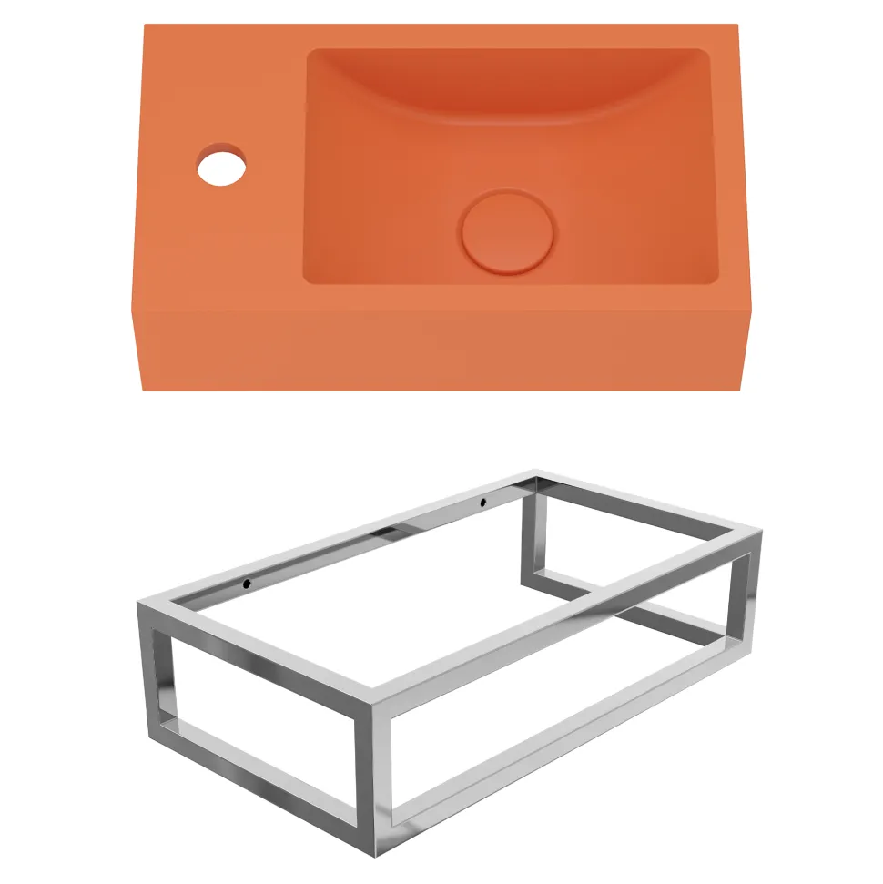 Harbour Concrete 400mm Cloakroom Wall Hung Burnt Orange Basin & Frame