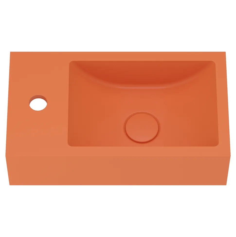 Harbour Concrete 400mm Cloakroom Wall Hung Burnt Orange Basin & Frame
