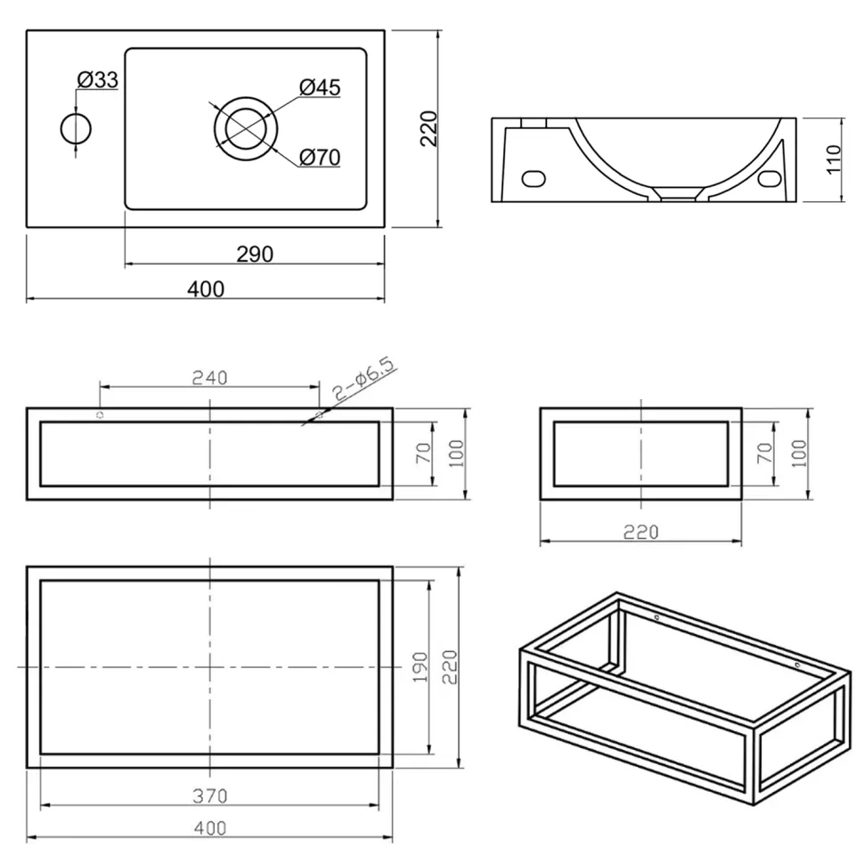 Harbour Concrete 400mm Cloakroom Wall Hung Burnt Orange Basin & Frame