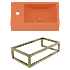 Harbour Concrete 400mm Cloakroom Wall Hung Burnt Orange Basin & Frame