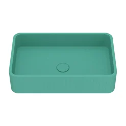 Harbour Concrete 520mm Fluted Rectangular Countertop Basin - Seafoam Green
