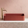Harbour Concrete 520mm Fluted Rectangular Countertop Basin - Brick Red