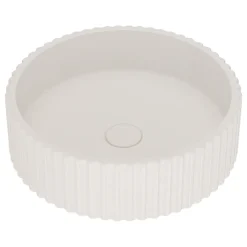 Harbour Concrete 400mm Fluted Round Countertop Bowl - Arctic White