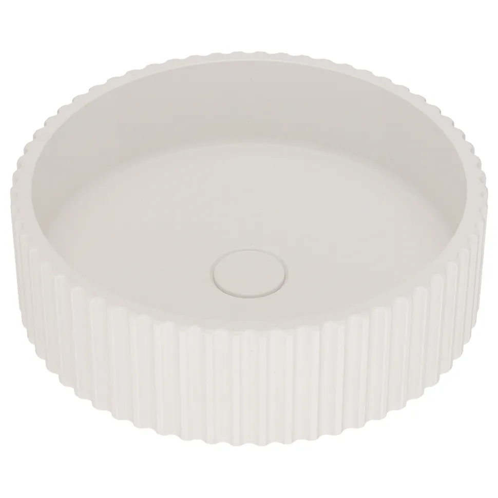 Harbour Concrete 400mm Fluted Round Countertop Bowl - Arctic White