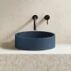 Harbour Concrete 400mm Fluted Round Countertop Bowl - Navy Blue