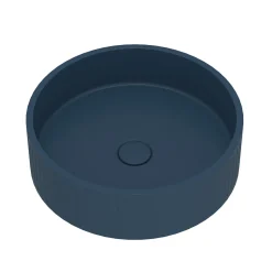 Harbour Concrete 400mm Fluted Round Countertop Bowl - Navy Blue