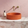 Harbour Concrete 400mm Fluted Round Countertop Bowl - Burnt Orange