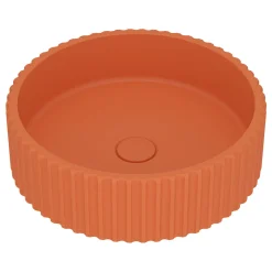 Harbour Concrete 400mm Fluted Round Countertop Bowl - Burnt Orange