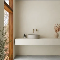 Harbour Concrete 400mm Fluted Round Countertop Bowl - Warm Grey
