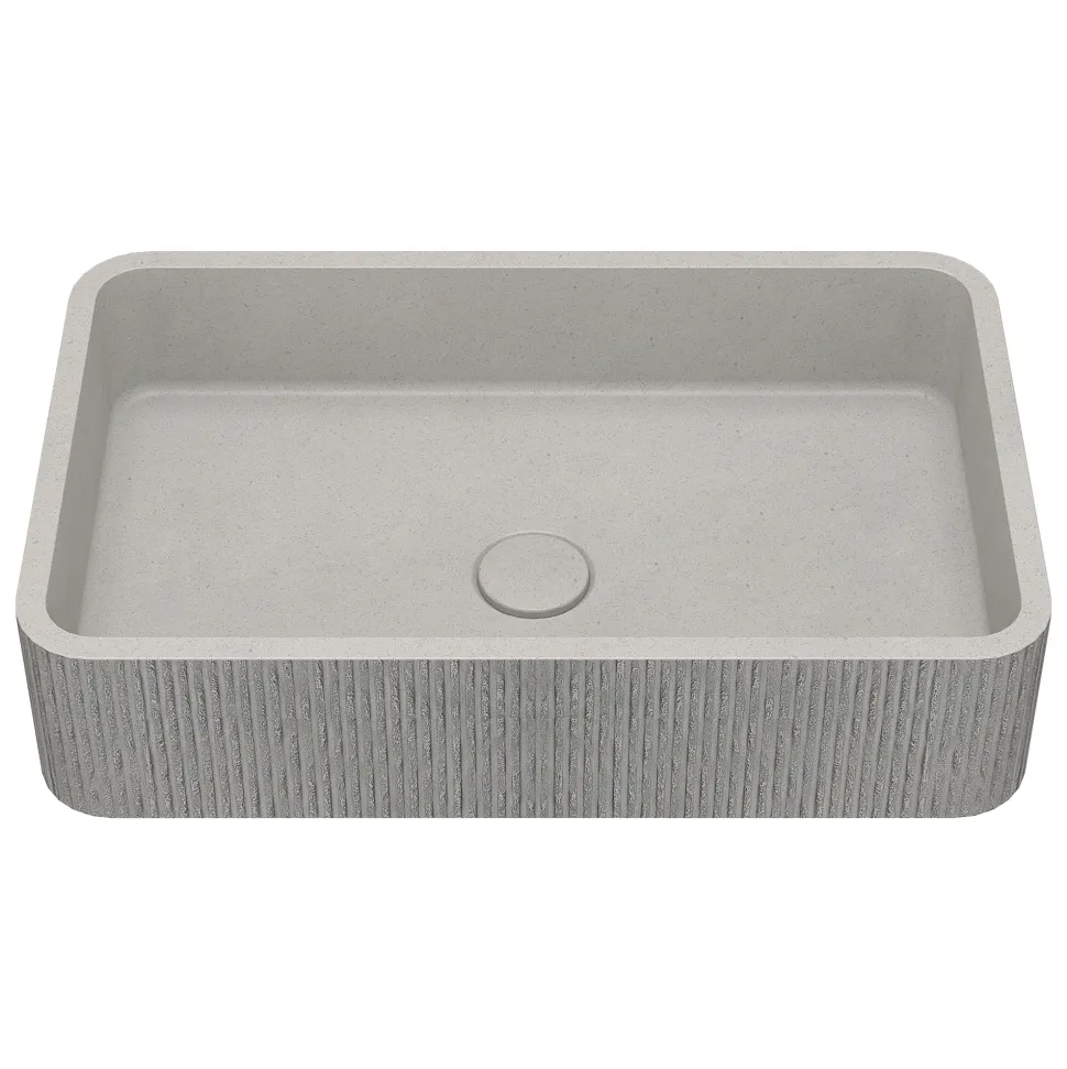Harbour Concrete 520mm Rectangular Textured Countertop Basin - Pearl Grey