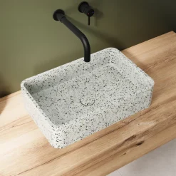 Harbour Concrete 500mm Rectangular Countertop Basin - Natural Terrazzo