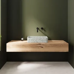 Harbour Concrete 500mm Rectangular Countertop Basin - Natural Terrazzo