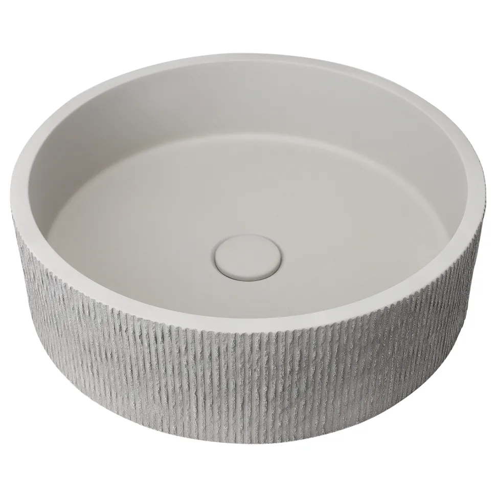 Harbour Concrete 406mm Round Textured Countertop Basin - Pearl Grey