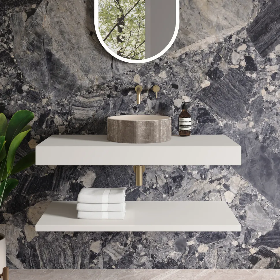 Harbour Concrete 406mm Round Textured Countertop Basin - Pearl Grey