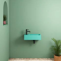 Harbour Concrete 400mm Wall Hung Cloakroom Basin - Seafoam Green