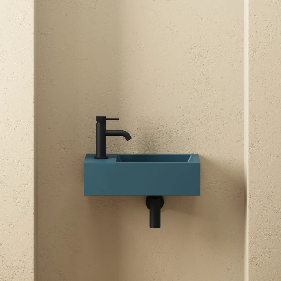 Harbour Concrete 400mm Wall Hung Cloakroom Basin - Atlantic Teal