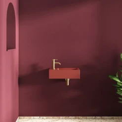 Harbour Concrete 400mm Wall Hung Cloakroom Basin - Brick Red