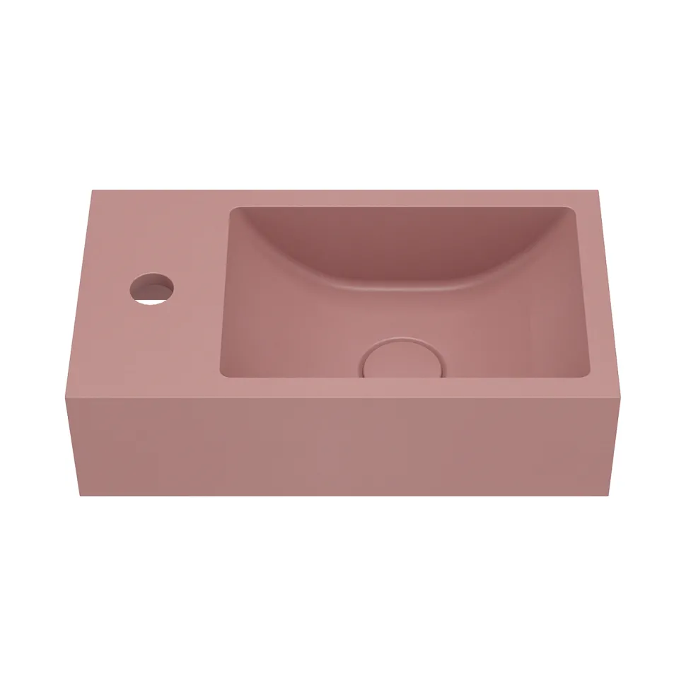 Harbour Concrete 400mm Wall Hung Cloakroom Basin - Dusky Pink