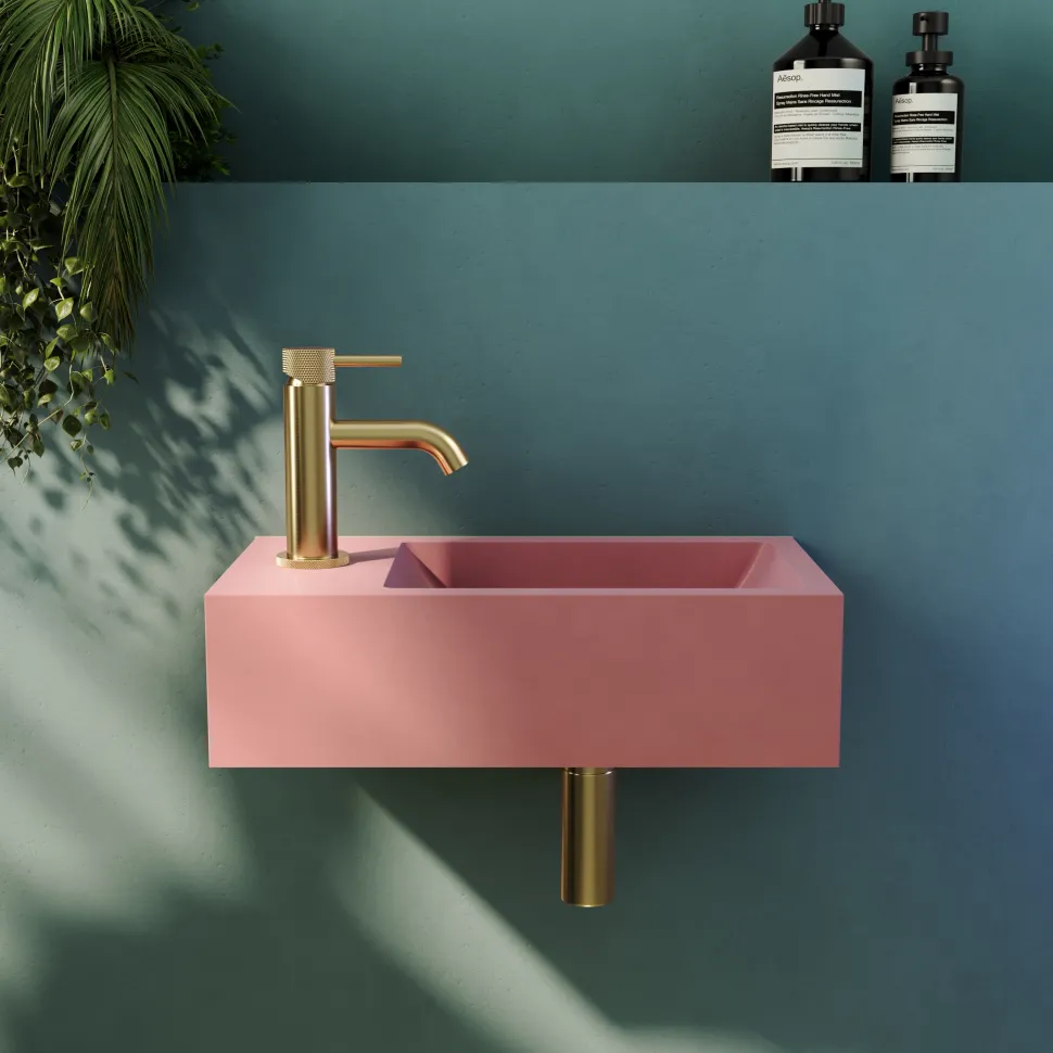 Harbour Concrete 400mm Wall Hung Cloakroom Basin - Dusky Pink