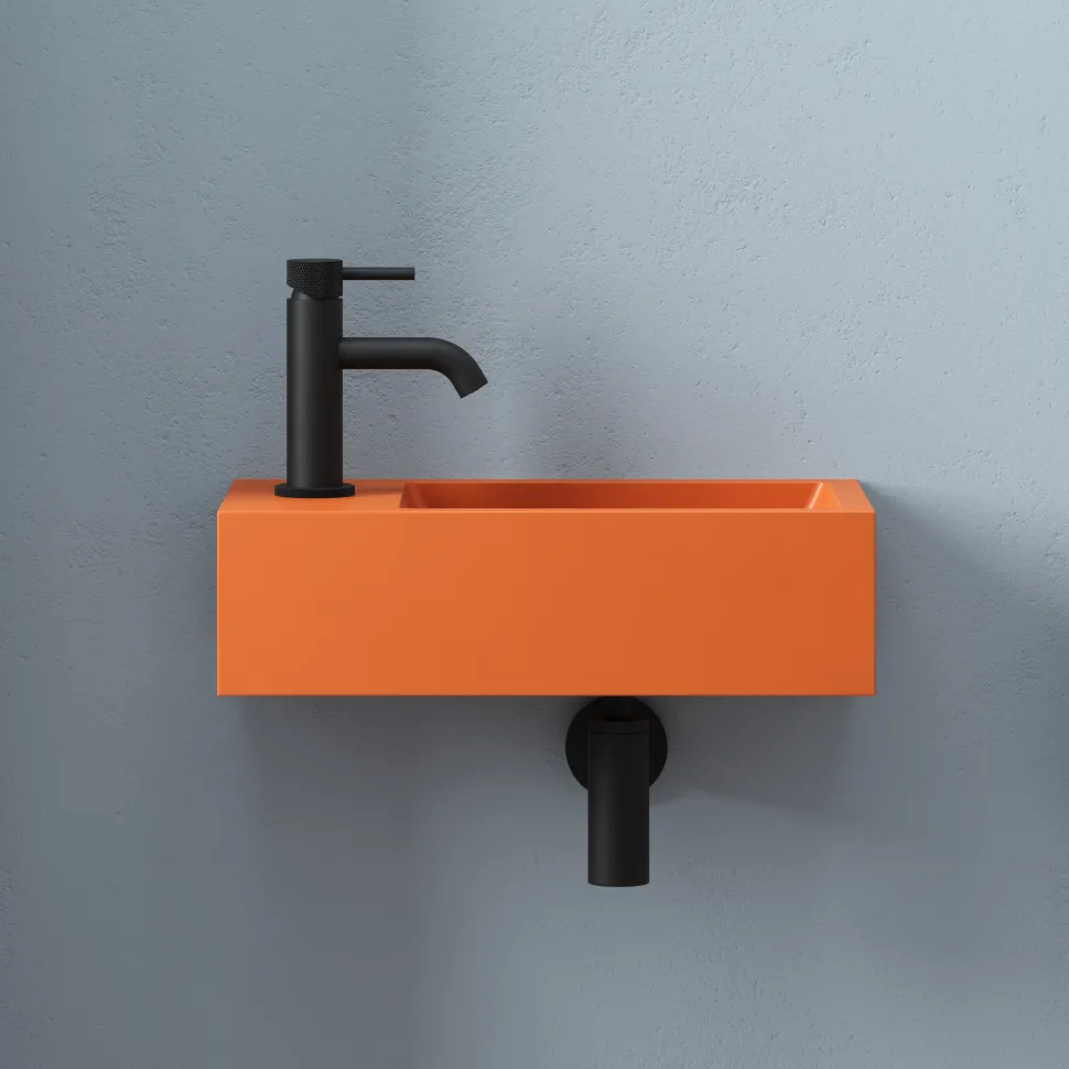 Harbour Concrete 400mm Wall Hung Cloakroom Basin - Burnt Orange