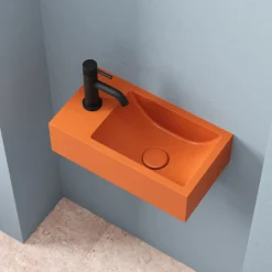 Harbour Concrete 400mm Wall Hung Cloakroom Basin - Burnt Orange