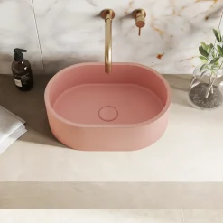 Harbour Concrete Small 400mm Oval Basin - Dusky Pink