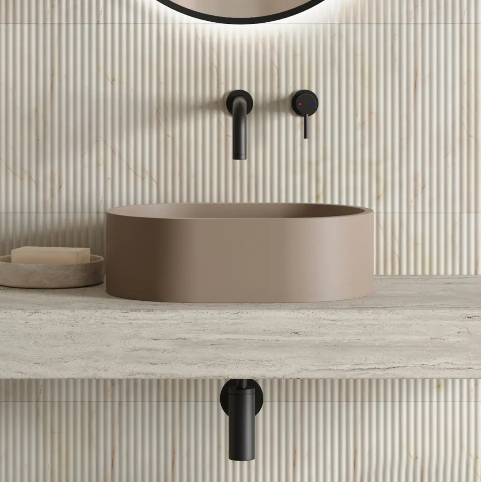 Harbour Concrete Small 400mm Oval Basin - Warm Clay