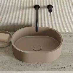 Harbour Concrete Small 400mm Oval Basin - Warm Clay